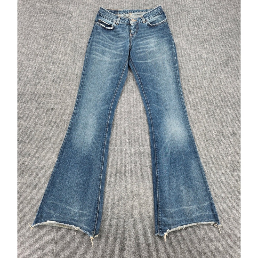 Replay Blue Jeans W435.034 Womens 27x33 Medium Wash Low Rise Distressed Flare